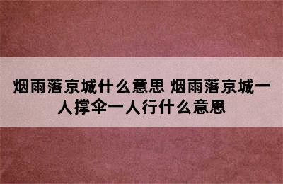 烟雨落京城什么意思 烟雨落京城一人撑伞一人行什么意思